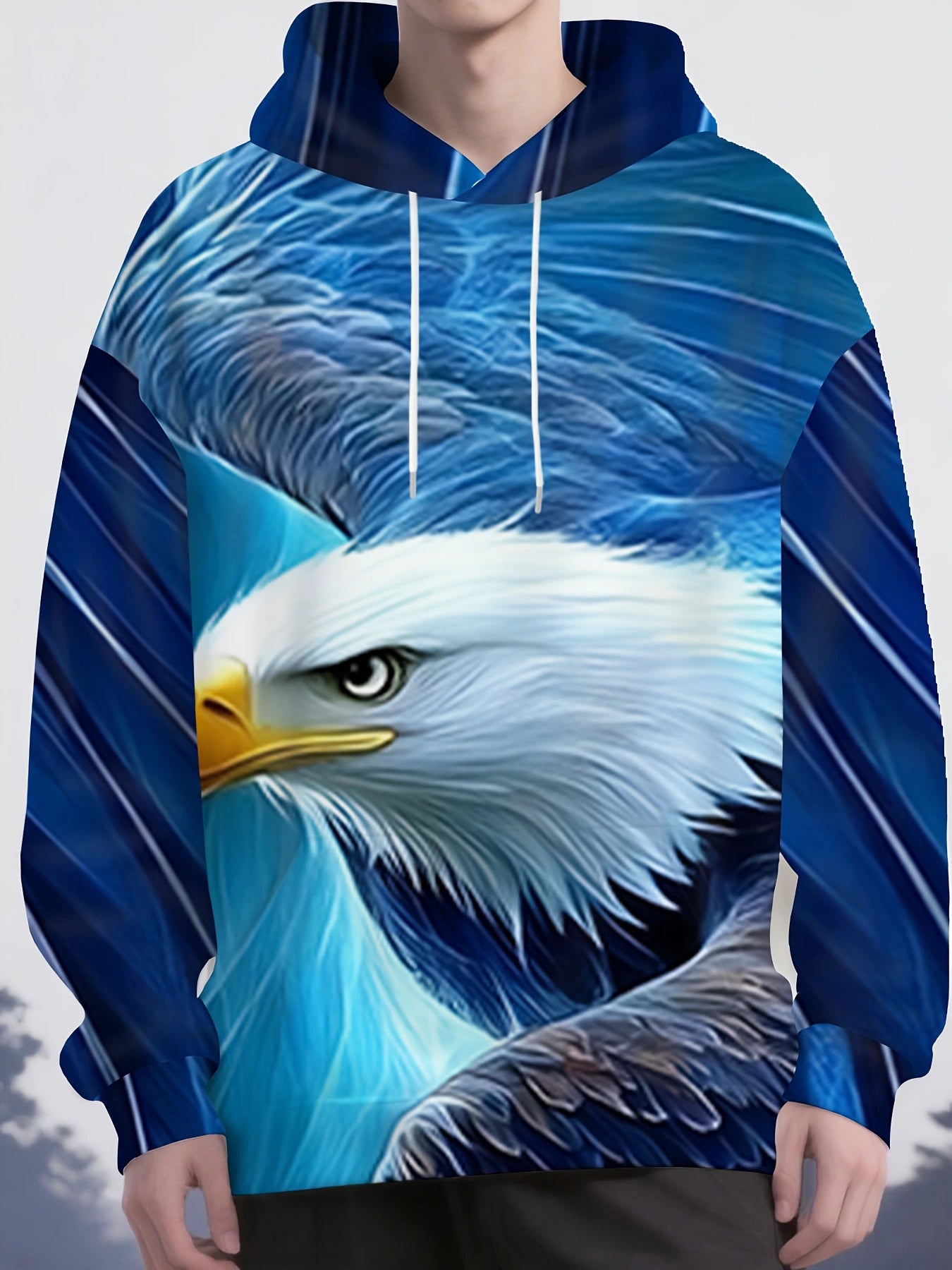 Sweatshirt com Capuz Masculina Cool Eagle Fashion 2025, Edição 3D Impressa, Tendência American Eagle, Sportswear Casual Unissexo para Homem e Criança