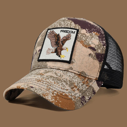 Unisex Trucker Cap with Eagle Embroidery & Applique - Suitable for Daily Casual Wear, Sports and Sun Protection
