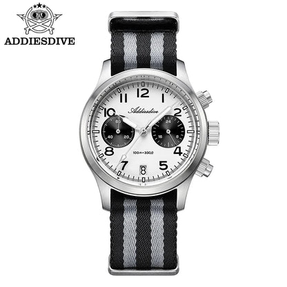 Reloj para hombre ADDIESDIVE 2025 New Panda Eye, retro de lujo, cuarzo VK64, cronógrafo deportivo, impermeable 100M, luminoso