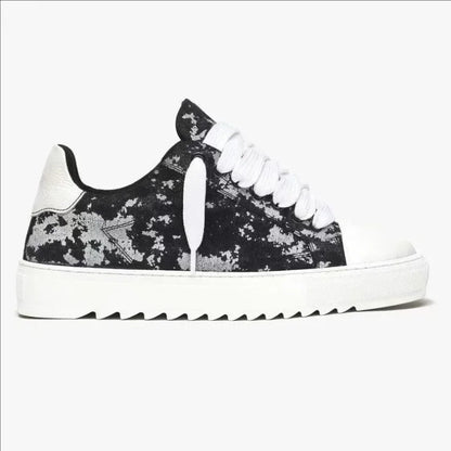 Baskets en toile peinte de style britannique, marque de luxe, pour hommes et femmes, motif à pois, chaussures de sport tendance pour tous les jours.