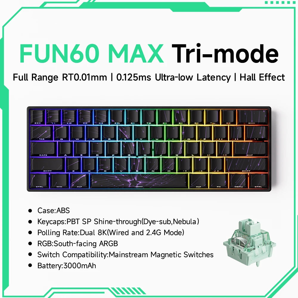 Akko MonsGeek FUN60 PRO&MAX HE Mechanical Keyboard Magnetic Switch 60% Gaming Keyboard Rapid Trigger 8K Custom Keyboard