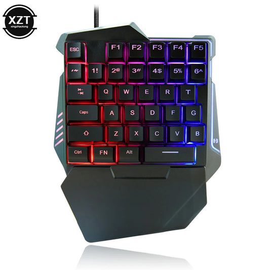 USB One-Handed Gaming Keyboard Mechanical Feel Portable 35 Keys Mini Wired Keyboard Ergonomic Gaming Keyboard