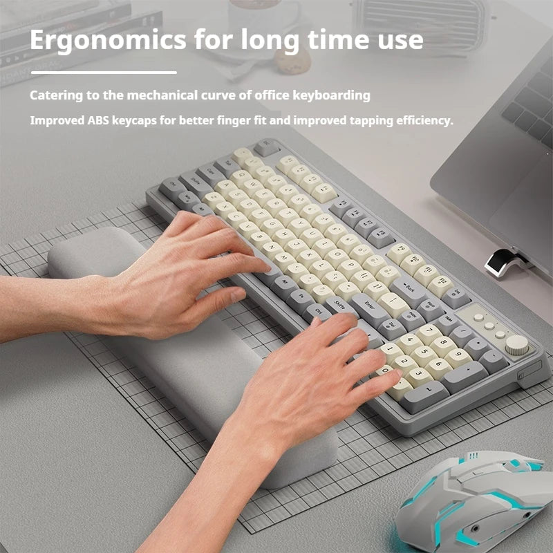 Teclado de escritório gaming EWEADN G98, membrana com retroiluminação arco-íris, USB com fio, externo e silencioso, teclado numérico, design digital