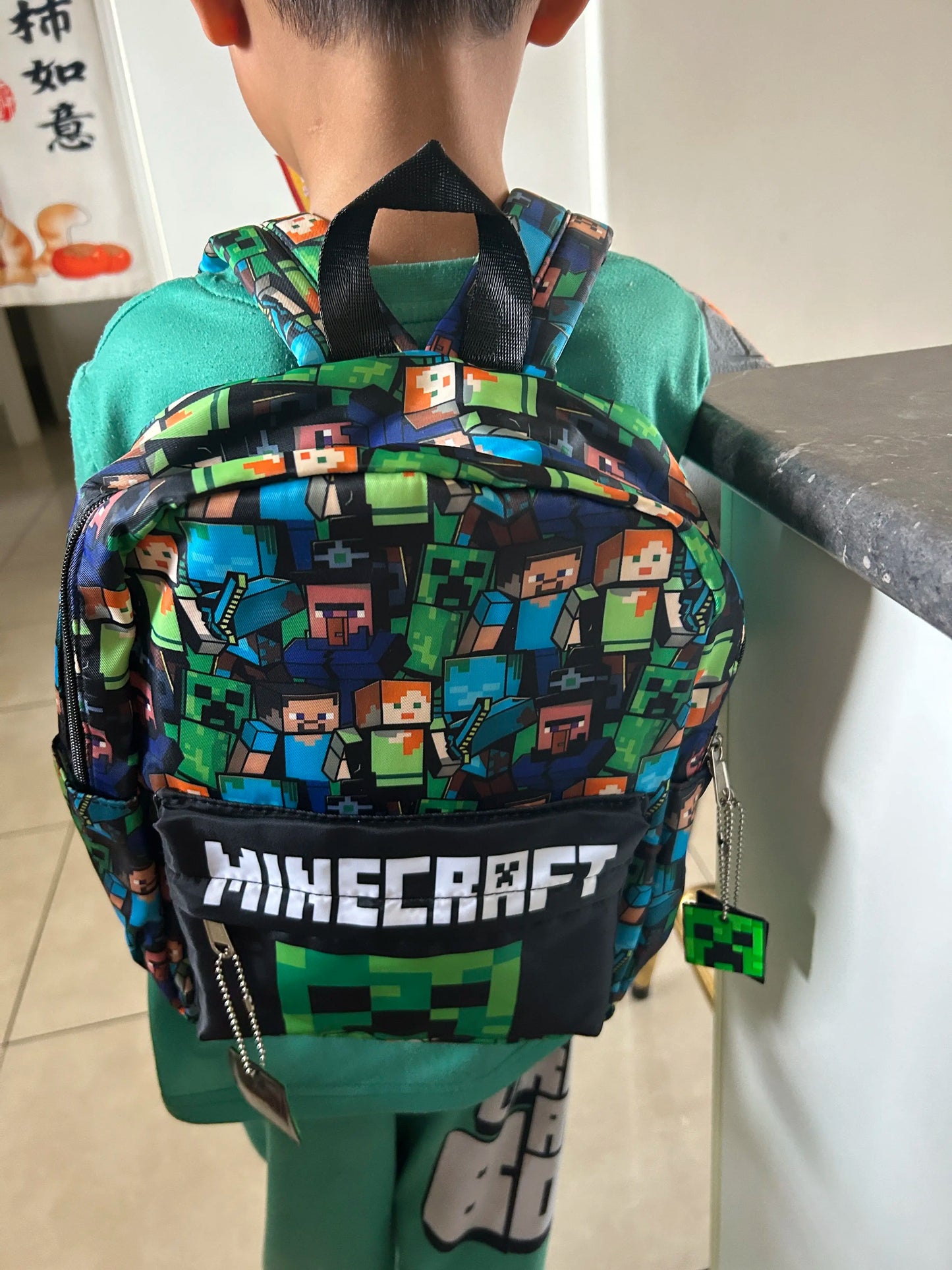 In Stock Minecraft Backpack Graffiti Print Lightweight School Backpack Casual Daily Travel Bag For Male Young Men Outdoor Use