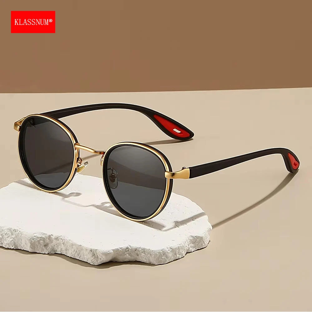 KLASSNUM Round Vintage Sunglasses Men Women 2026 New Punk Fashion Shades Trendy Luxury Brand Casual Anti UV Lens Sun Glasses