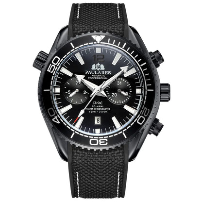 PAULAREIS P Reloj mecánico automático de lujo para hombre, cuerda automática, correa de caucho, resistente al agua, luminoso, con fecha, reloj de moda para hombre