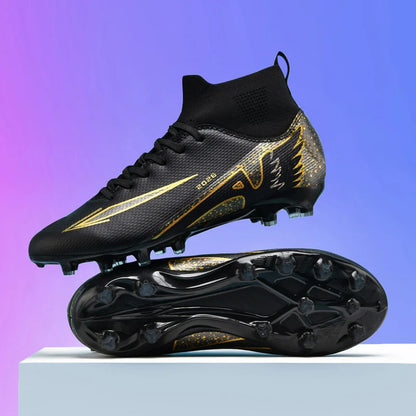 Nouvelles chaussures de football pour hommes, chaussures de sport d'extérieur, ultra-légères, de haute qualité, à cheville haute, chaussures de football en salle antidérapantes, futsal antidérapant.