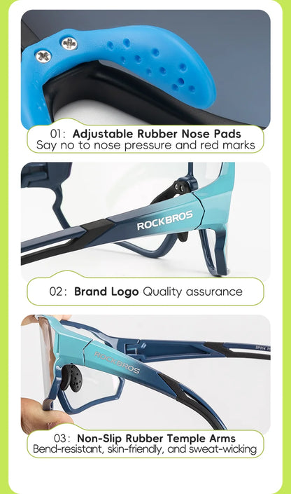 ROCKBROS Kids Polarized Photochromic Cycling Glasses UV400 Protection Outdoor Sports Sunglasses Child MTB Bicycle Eyewear