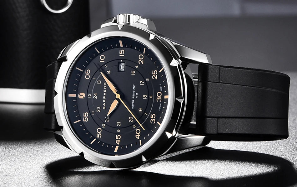 SAPPHERO Herrenuhr – Luxuriöse Quarzuhr, wasserdicht bis 50 m, ausgestattet mit einem importierten Uhrwerk und einem Edelstahlgehäuse – Eine ideale Geschenkidee für Herren.