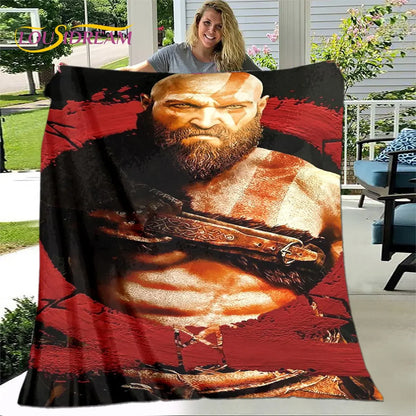 Game God of War Gamers Soft Plush Blanket,Flannel Blanket Throw Blanket for Living Room Bedroom Bed Sofa Picnic Cover Bettdecke