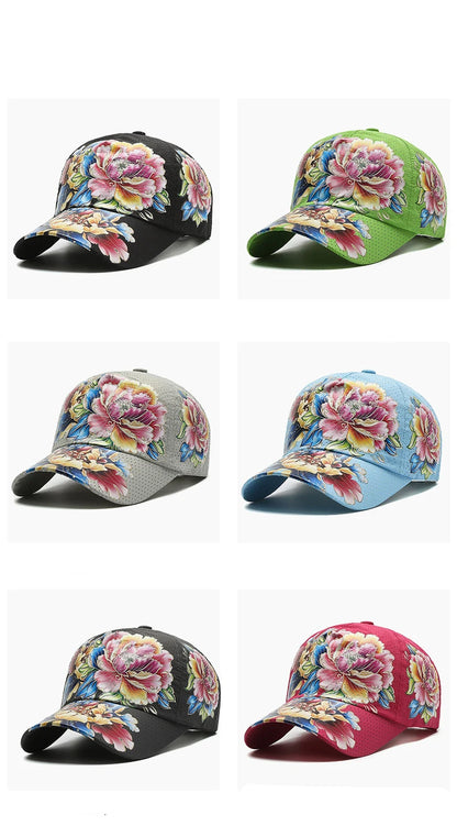 Summer Quick Dry Baseball Cap Men's and Women's Flower Sun Hats Printed Chinese Style Floral Sun Hats Outdoor Hats
