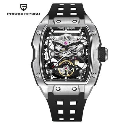 Novo Relógio de Pulso Masculino PAGANI DESIGN PDYS018 Automático Mecânico, Fashion Casual Skeleton, Safira e Aço Inoxidável