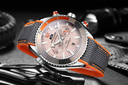 PAULAREIS P Reloj mecánico automático de lujo para hombre, cuerda automática, correa de caucho, resistente al agua, luminoso, con fecha, reloj de moda para hombre