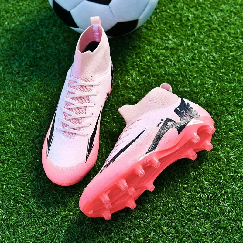 Nouvelles chaussures de football pour hommes, chaussures de sport d'extérieur, ultra-légères, de haute qualité, à cheville haute, chaussures de football en salle antidérapantes, futsal antidérapant.