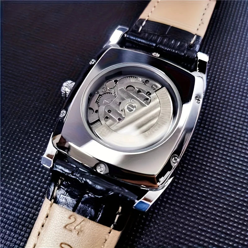 [Luksusur med mekanisk tourbillon] Let luksusur med mekanisk tourbillon til mænd – Fuldautomatisk model i topklasse, trendy »skelet«-design, ideelt til et professionelt outfit o
