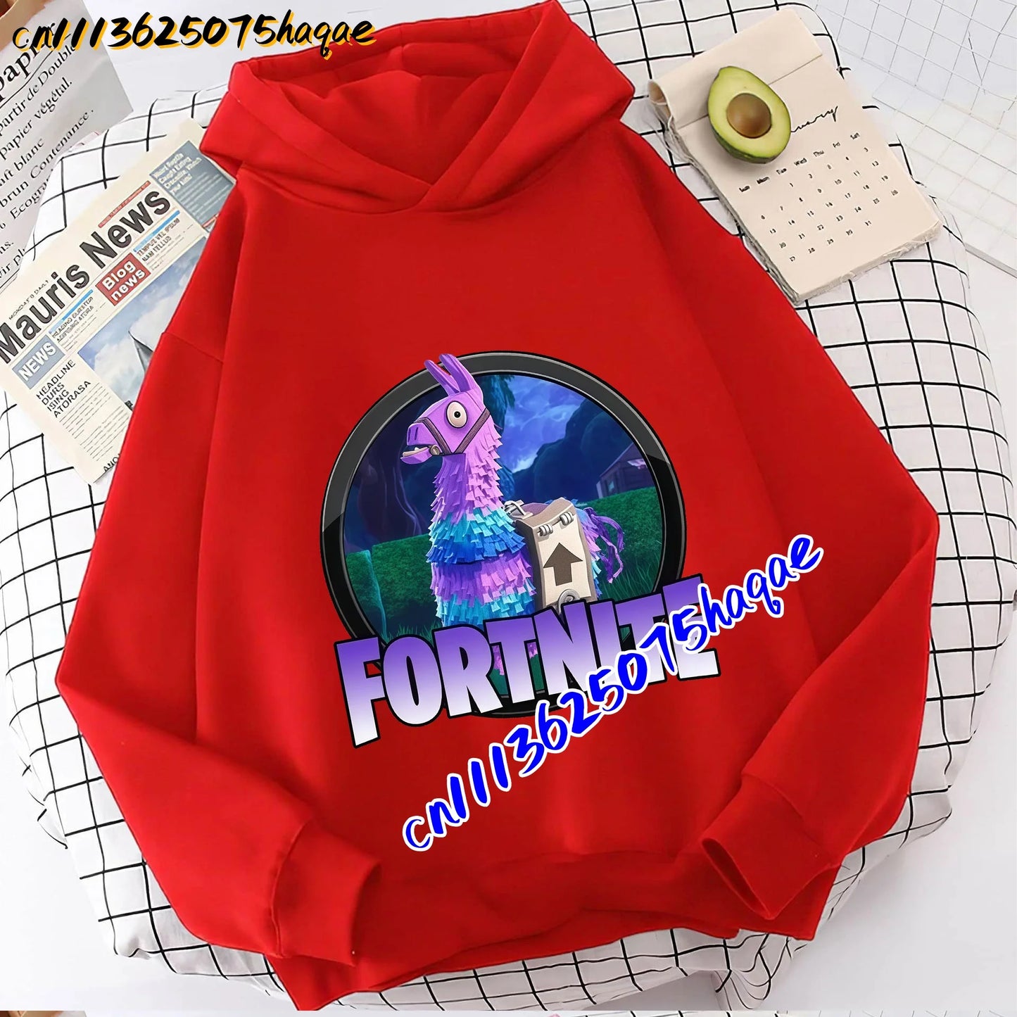 FORTNITED Kinder-Langarm-Hoodie für Mädchen und Jungen, Streetwear, Pullover-Sweatshirt für Babys, Anime-Mode, Kinderoberteil, Geschenk