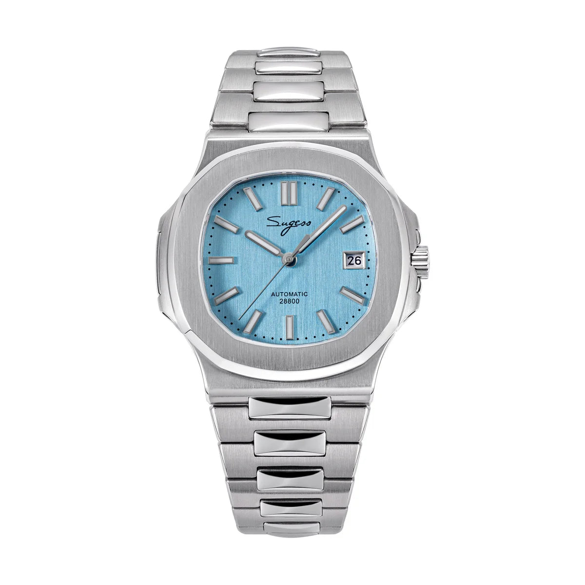 Sugess Herrenuhr, automatische mechanische Armbanduhr, Miyota 9015 Uhrwerk, MOP-Zifferblatt, Leuchtfunktion, wasserdicht bis 5bar, Luxus-Armband S466