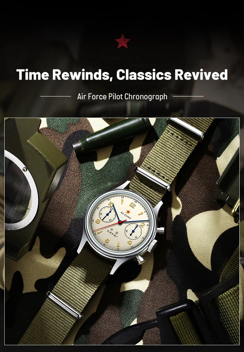 Reloj mecánico para hombre Seagull 1963 International Edition, reloj de piloto ST1901, cronógrafo retro de pulsera, aviación de la Fuerza Aérea, nuevo