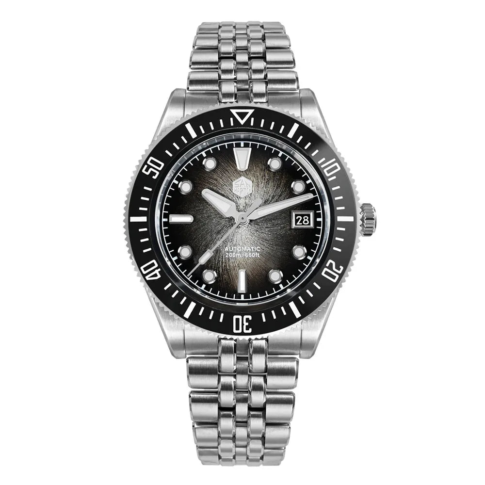 Relógio de mergulho de luxo para homem San Martin 40mm Miyota 9015, mostrador em esmalte sunburst, relógio de pulso mecânico automático, resistente à água 200m, SN0148