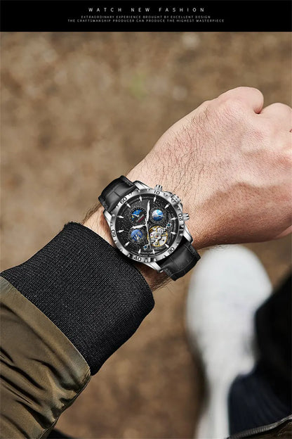 Relojes para hombre GLENAW Design, marca líder de lujo, moda y negocios, reloj automático impermeable para hombre, reloj mecánico para hombre