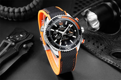 PAULAREIS P Reloj mecánico automático de lujo para hombre, cuerda automática, correa de caucho, resistente al agua, luminoso, con fecha, reloj de moda para hombre