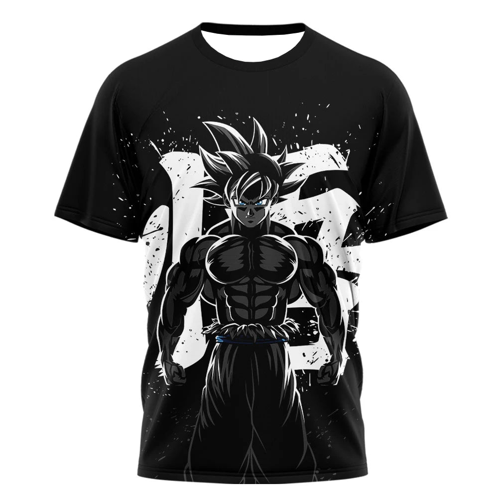 2026 Summer Dragon Ball Goku "Ink Martial Arts" 3D Printed Breathable Quick-Drying T-Shirt for Men and Women, Parental Use Top