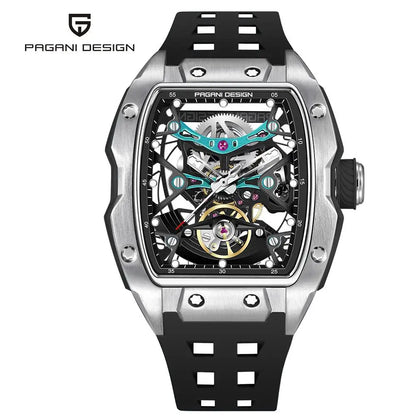 Novo Relógio de Pulso Masculino PAGANI DESIGN PDYS018 Automático Mecânico, Fashion Casual Skeleton, Safira e Aço Inoxidável