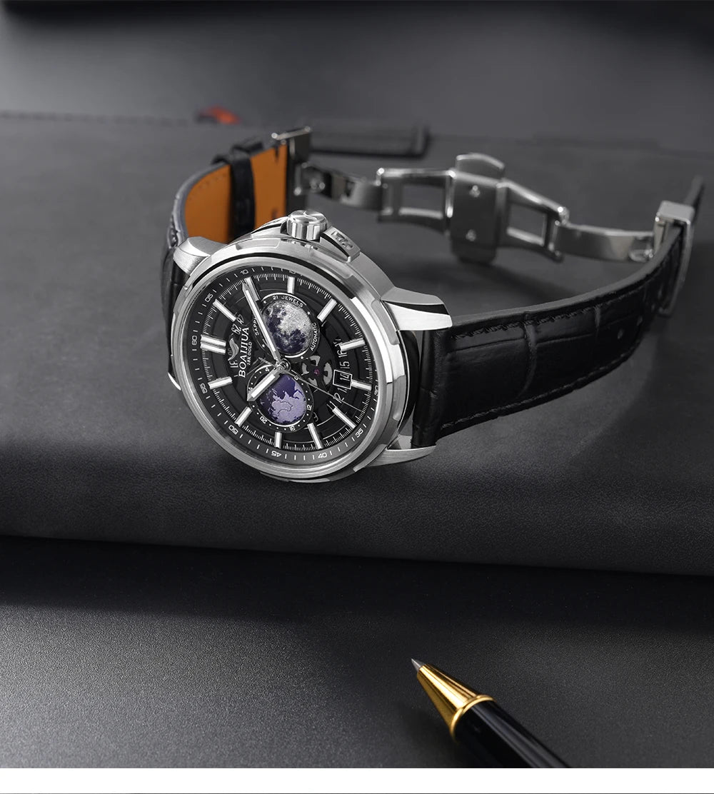 Reloj mecánico automático para hombre BORIAGE (BOAIJIUA), diseño original, resistente al agua, luminoso
