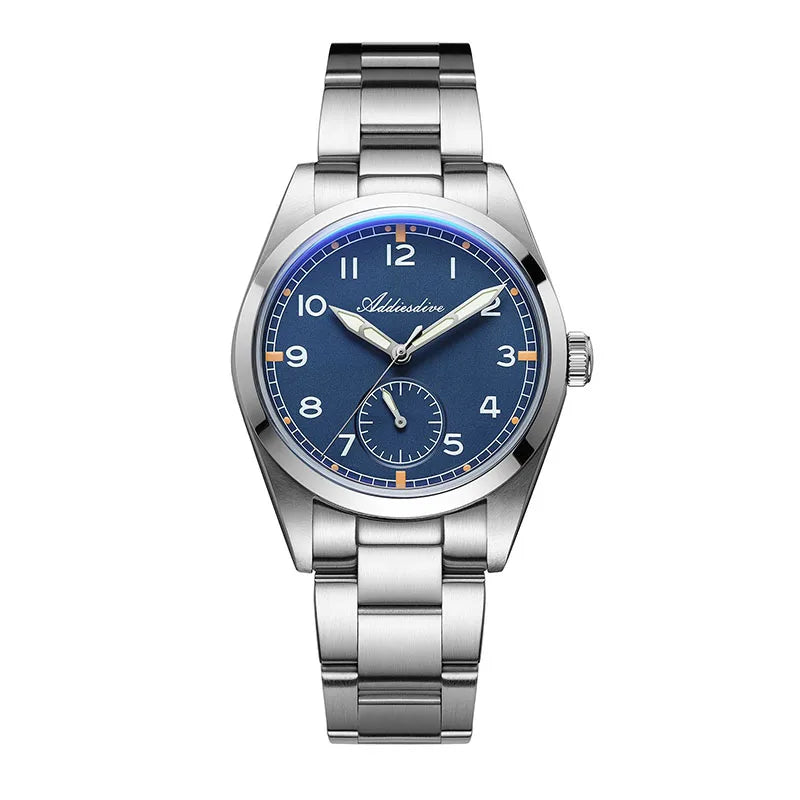 ADDIESDIVE 36mm Herren-Quarzuhr VH60 mit BGW9-Leuchtbeschichtung, Bubble-Mirror-Topfdeckelglas, 10Bar wasserdicht, Edelstahl-Uhr