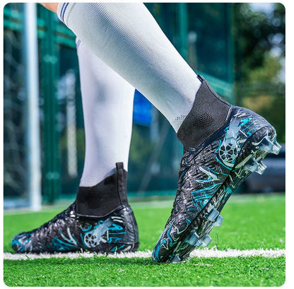 Chuteiras de Futebol de Cano Alto para Homem, para Relva Sintética, Respirantes e Antiderrapantes, Ténis de Treino e Jogo para Desporto ao Ar Livre, Chuteiras de Futebol FG