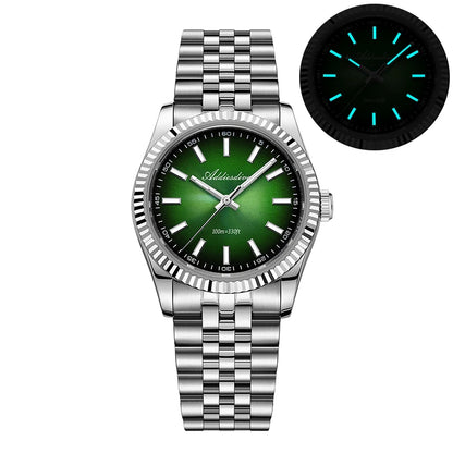 ADDIESDIVE Neue Herrenuhr AD2073, Saphirglas, 36mm, VH31 Sunburst Quarzuhr, 10Bar wasserdichte Taucheruhr, leuchtende Armbanduhr