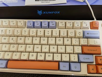 Teclado Gaming K81 com 81 Teclas, Layout 80%, Espanhol, Russo, Coreano e Árabe, USB com Fio, Luz RGB, Botão de Volume, Ergonómico