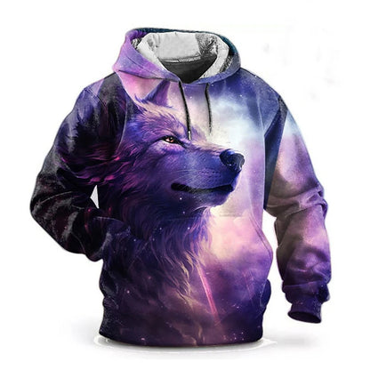 Felpe con cappuccio 3D Print Animal Wolf da uomo e donna, moda autunnale streetwear oversize, pullover Y2K unisex