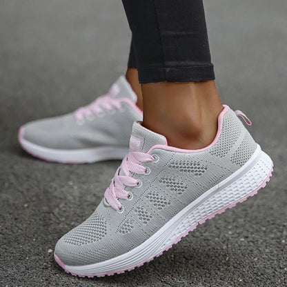 Women's Sneakers 2025 New Fashion Breathable Trainers, Comfortable Sneakers Mesh Fabric Lace-Up, Women's Tennis Shoes