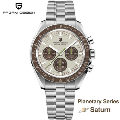 Montre pour homme PAGANI DESIGN (nouveau modèle V5 PD1701) – Chronographe sportif de type « Speed » à quartz, verre saphir avec traitement antireflet, étanche jusqu'à 100 mètres.