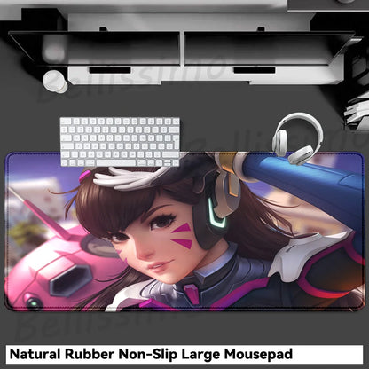 Acessórios Gaming O-Overwatch D-D.va Tapete de Rato Grande para Teclado e Rato, Deskmat XXL Estendido para PC, Tapete Gamer