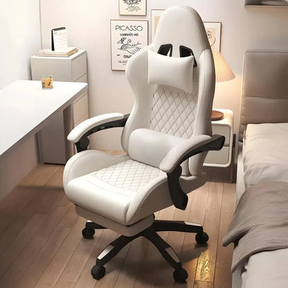 Cadeira Gaming Hestora em Couro PU Grande e Alta, Ergonómica, de Encosto Alto, para Computador, com Apoio para os Pés, Massagem e Suporte Lombar para Adultos