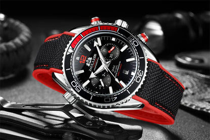 PAULAREIS P Reloj mecánico automático de lujo para hombre, cuerda automática, correa de caucho, resistente al agua, luminoso, con fecha, reloj de moda para hombre