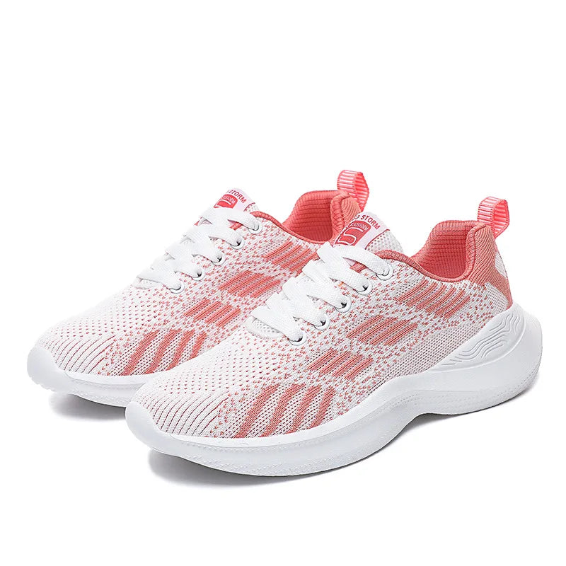 Ténis de moda para mulher, leves, para corrida, para desportos ao ar livre, em malha respirável, confortáveis, com almofada de ar e com atacadores