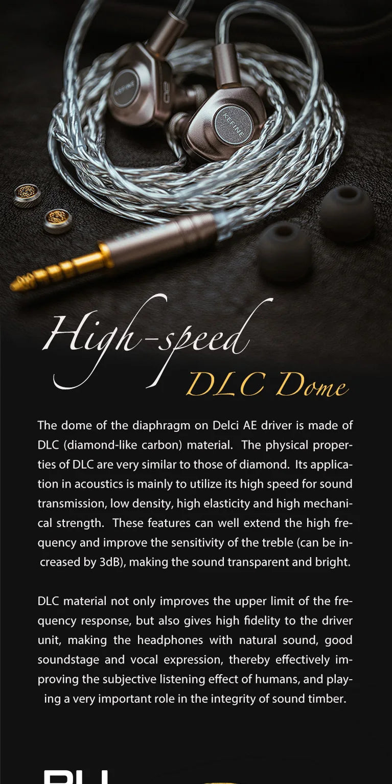Auricolari cablati Kefine X ANELEARS Delci AE 10mm HiFi IEM – Monitor in-ear con driver DLC+PU e doppia sintonizzazione per musica e gaming