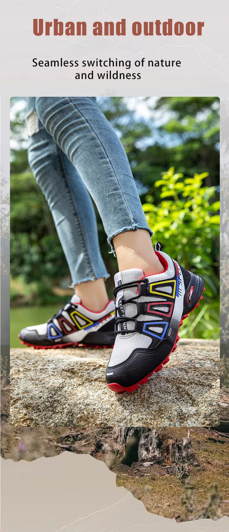 Unisex Outdoor Hiking Shoes Lace-Up Non-Slip Lightweight Men Tactical Training Sports Shoes Women Lockless Casual Cycling Shoes