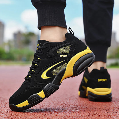 Sneakers da uomo taglie forti con color block di tendenza, comode, antiscivolo, con lacci, scarpe casual resistenti per attività outdoor maschili