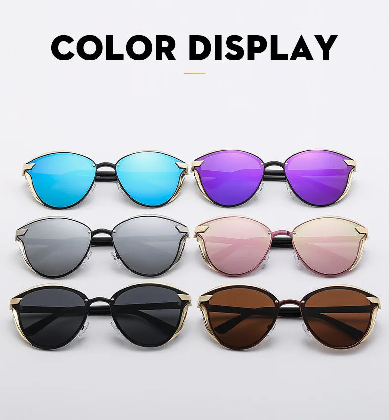 Fashion Classic Polarized Sunglasses for Women Cat Eye Brand Sun Glasses Luxury Round Eyeglasses UV400 Gafas De Sol