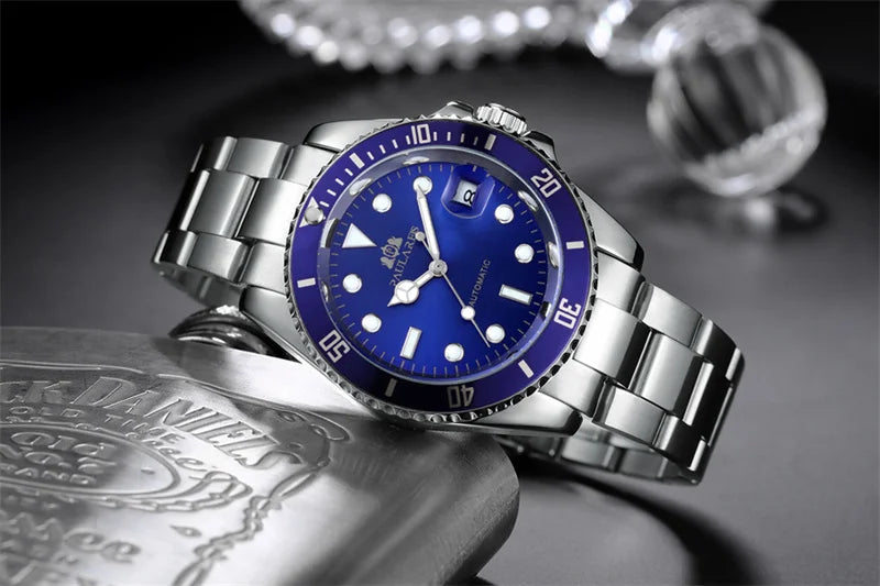 High Quality Automatic Mechanical Watch for Men Stainless Steel Red Dial Date Strong Luminous Luxury Men's Watch