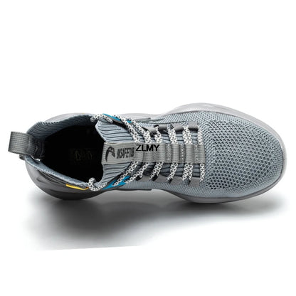 Zapatillas de seguridad transpirables para hombre con puntera de acero, resistentes a perforaciones, botas de trabajo ligeras de caña alta, calzado de seguridad anti-punzadas, nuevo