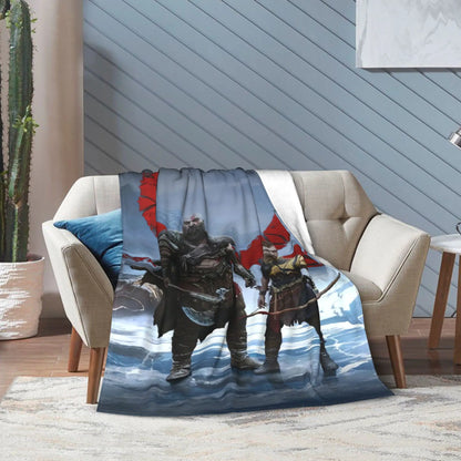 God of War Game Gamers Kratos Warm Blanket  Decorative Plush Throw Blanket Funny Couch Bed Flannel Bedspread Sofa Bed Cover