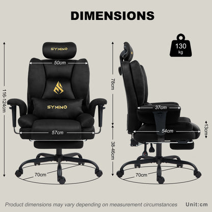 Symino Gaming Chair, Faux Suede Sofa-Style Office Chair with Footstool Height-Adjustable Office Chair, 130kg Capacity