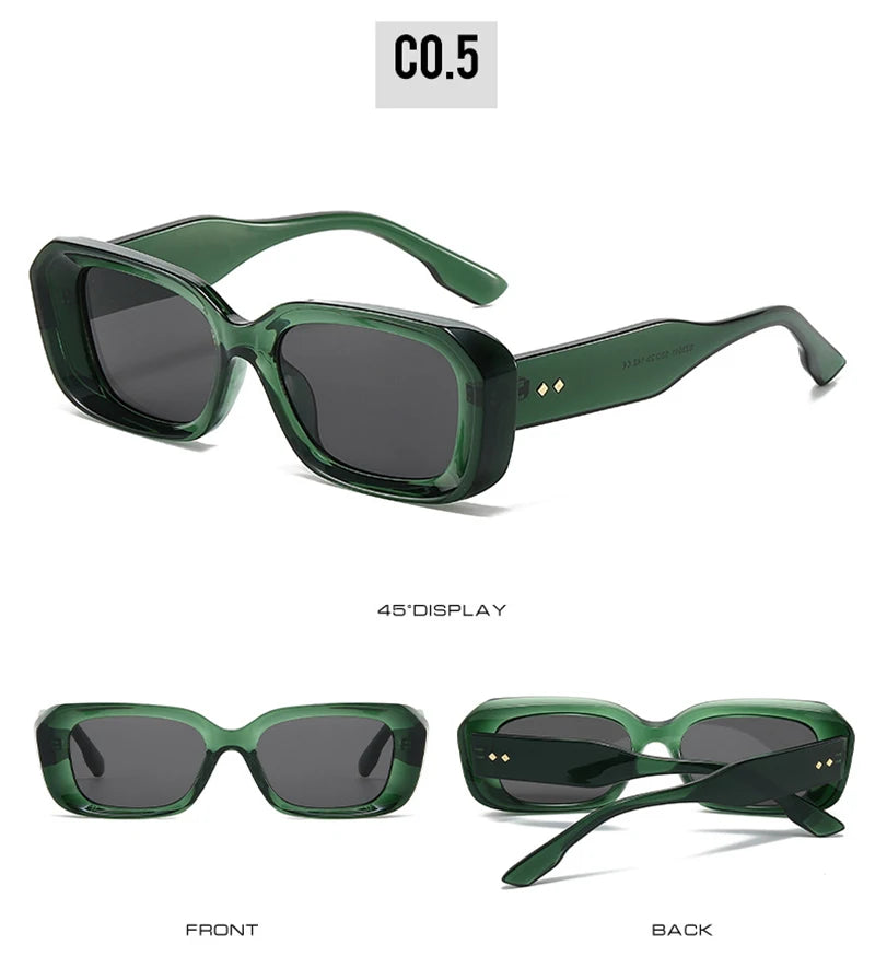 SHAUNA Retro Square Sunglasses Women Fashion Rivets Gradient Shades UV400 Men Green Pink Sun Glasses
