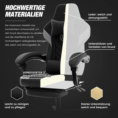 WOTSTA Gaming Chair, Ergonomic Office Chair, Racing Computer Chair, Height-Adjustable Computer Chair with Headrest