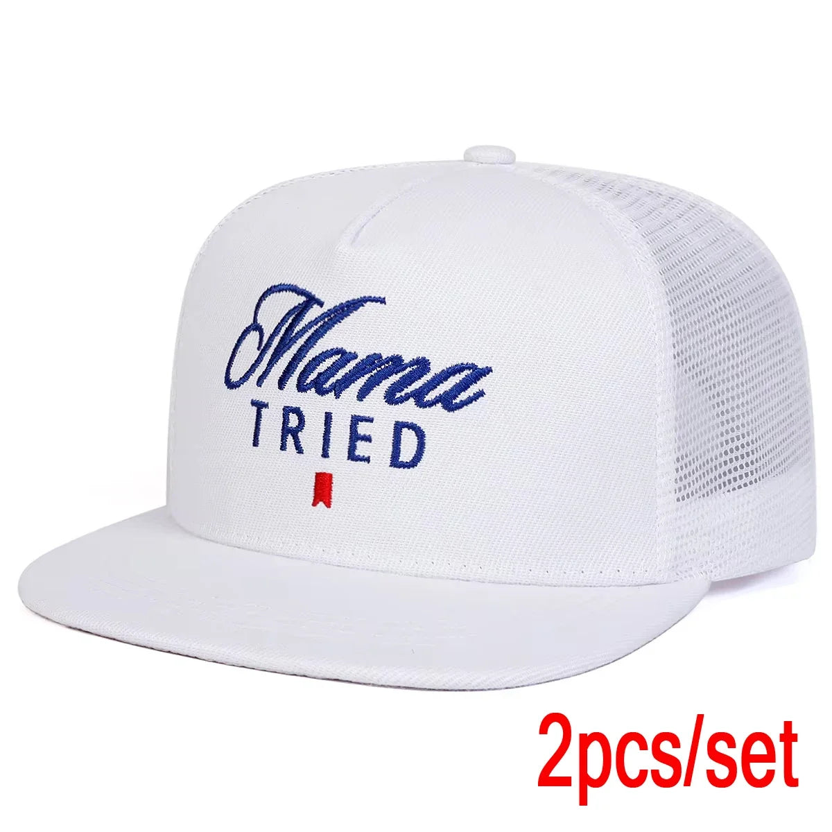 2PCSSET Unisex Mama TRIED Embroidery Hip-hop Net Hats Spring Summer Outdoor Adjustable Sports Casual Baseball Caps Sunscreen Hat